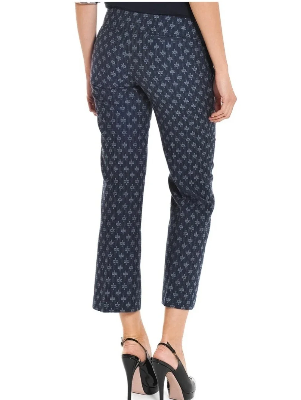 Tory Burch Navy Pinstriped T Patterned Pants Size 8 Quiet Luxury Contemporary
